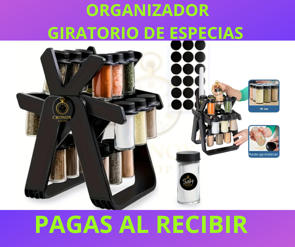 ORGANIZADOR GIRATORIO DE ESPECIAS CON 18 TARROS